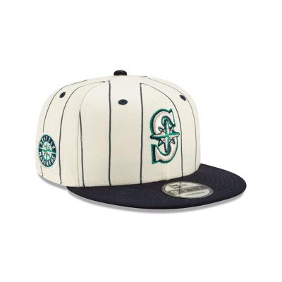 Seattle Mariners Gorra | New Era MLB Pinstripe 9fifty Snapback Cap Mexico - Blancos